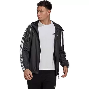adidas Męska kurtka BSC 3s Wind JKT, czarny/czarny/biały, L, Czarny/Czarny/Biały, L - Kurtki męskie - miniaturka - grafika 1