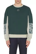 Bluzy męskie - Armani Exchange Męska bluza polarowa Tri-Color Seasonal Crewneck Green G/Lon. Fog/G, Large, Zielony G/Lon. Fog/G, L - miniaturka - grafika 1