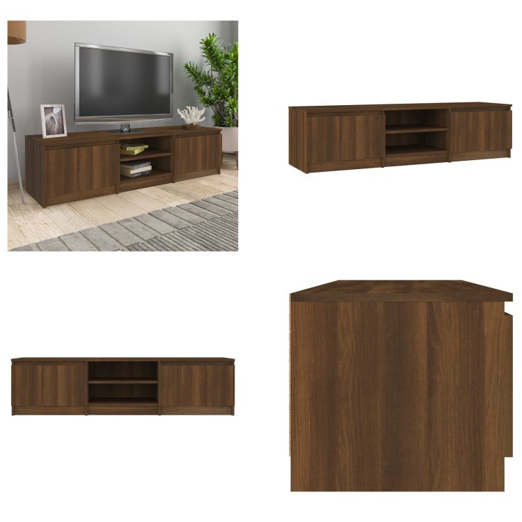 vidaXL Szafka pod TV brązowy dąb 140x40x35,5 cm materiał drewnopochodny - szafka pod TV - szafki pod TV - meble pod TV - stojak pod TV