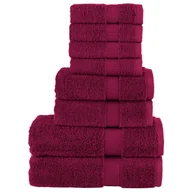 Ręczniki - vidaXL 8-częściowy zestaw ręczników premium SOLUND, bordo, 600 g/cm² - miniaturka - grafika 1