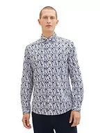 Koszule męskie - TOM TAILOR Męska koszula ze wzorem Regular Fit Stretch, 32326-off White Sea Green Design, L - miniaturka - grafika 1