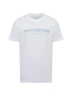 Koszulki męskie - Tom Tailor Denim T-shirt męski Mężczyźni Bawełna biały nadruk, S - miniaturka - grafika 1