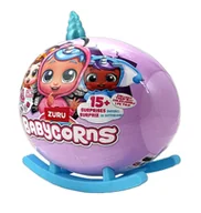 Lalki dla dziewczynek - Fioletowe jajko Zuru Babycorns - niebieski róg - miniaturka - grafika 1