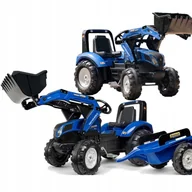 Jeździki dla dzieci - FALK Traktor New Holland Niebieski na Pedały z Przyczepką od 3 Lat - miniaturka - grafika 1