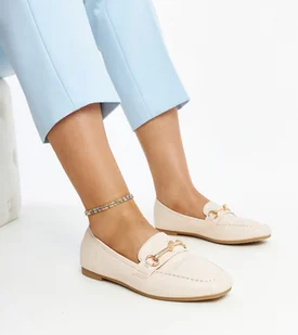 Jasnobeżowe ozdobne mokasyny Docherty-38 - Mokasyny damskie - miniaturka - grafika 1