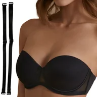 Biustonosze - Biustonosz Samonośny Bardotka Stanik Silikonowa Taśma +Ramiączka Czarny 75C - miniaturka - grafika 1