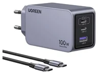 Ładowarki do telefonów - Ugreen Nexode Pro 100W, GaN, USB + 2x USB-C szara - miniaturka - grafika 1