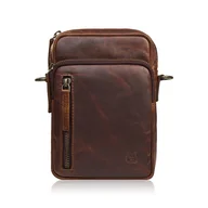 Torby męskie - Saszetka męska skórzana na ramię brązowa mała funkcjonalna IM-02-BR - miniaturka - grafika 1