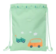 Plecaki - Safta PRESCOLAR SAMOCHODY - Plecak Płaski Junior, łatwy do czyszczenia, plecak, idealny dla dzieci w różnym wieku, wygodny i wszechstronny, jakość i wytrzymałość, 26x1x34 cm, zielony kolor wody, - miniaturka - grafika 1