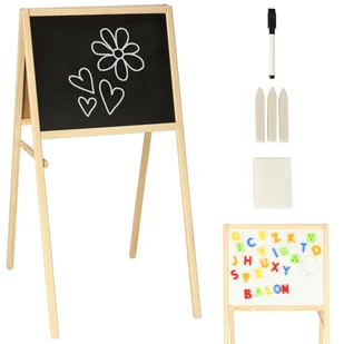 Tablica Drewniana Dwustronna Magnetyczna Kredowa + Literki Magnetyczne - Tablice dla dzieci - miniaturka - grafika 1