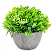 Sztuczne kwiaty - Sztuczna roślina w doniczce bukszpan kulisty zielony szara doniczka - miniaturka - grafika 1