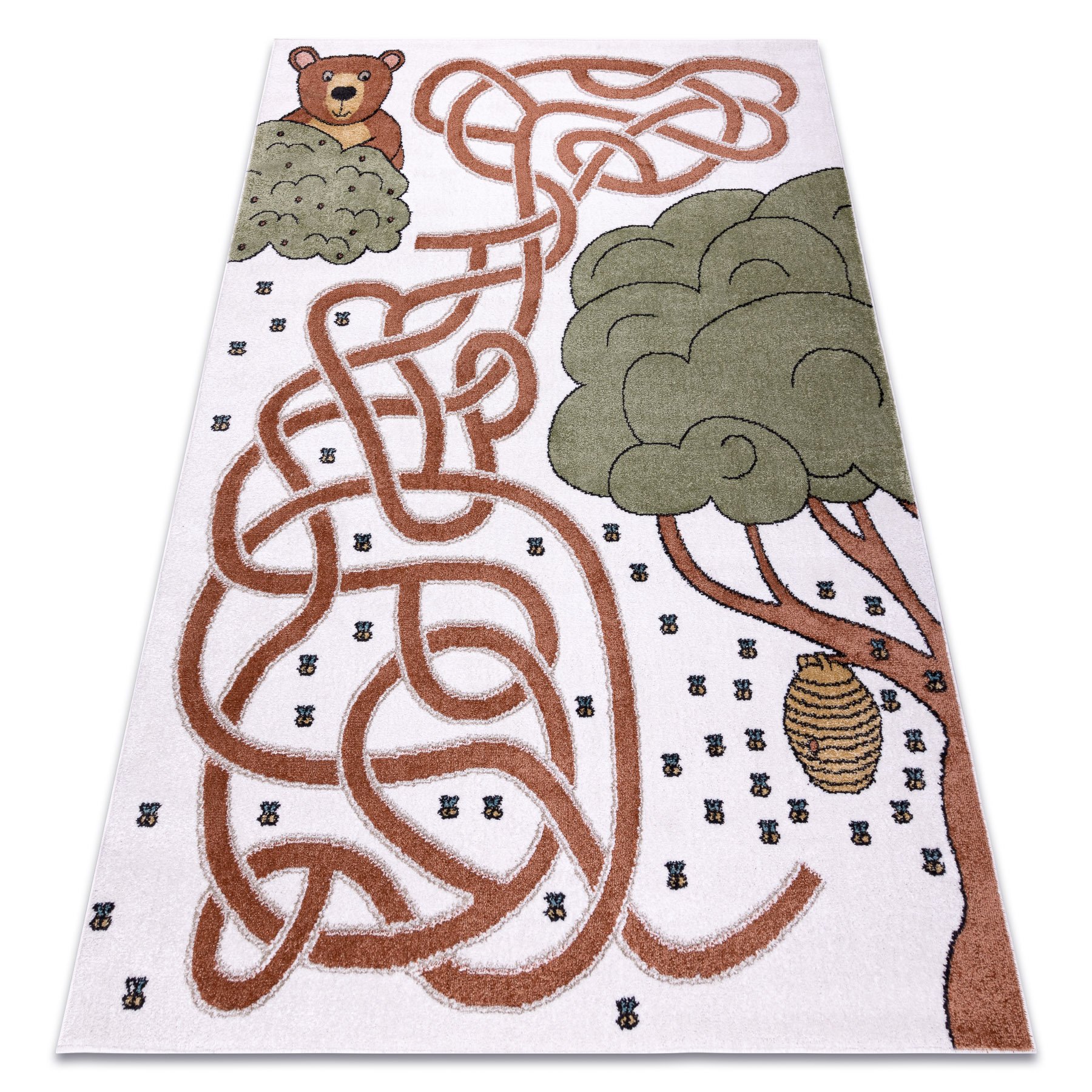 Dywan FUN Honey dla dzieci, niedźwiedź, pszczoły krem wielokolorowy 160x220 cm
