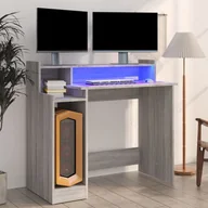 Biurka - Biurko z podświetleniem LED, szary dąb sonoma, 97x90x45 cm! - miniaturka - grafika 1