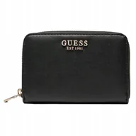 Portfele - Guess Damski Portfel Elegancka Portmonetka Poliuretanowa Czarna Gładka - miniaturka - grafika 1