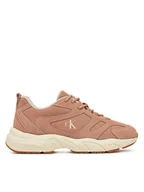 Sneakersy damskie - Calvin Klein Jeans Sneakersy Retro Tennis Low Mg Mix Media Wn YW0YW01639 Różowy - miniaturka - grafika 1