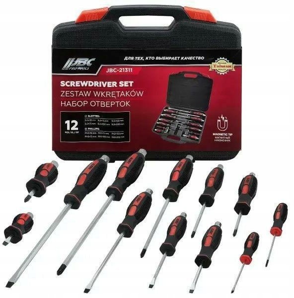 Bituxx Zestaw wkrętaków do wbijania 12el. magnetyczne, udarowe w walizce