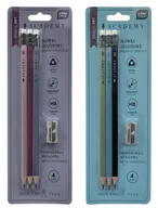 Ołówki - Zestaw ołówków grafitowych 3 szt. + metalowa temperówka Academy - miniaturka - grafika 1