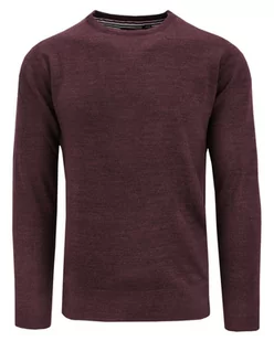 Sweter Bordowy Melanżowy Okrągły Dekolt Męski Jednokolorowy -BRAVE SOUL - Brave Soul - Swetry męskie - miniaturka - grafika 1