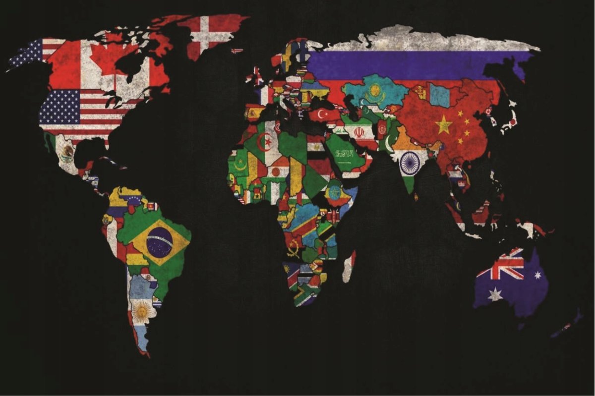 PUZZLE Polityczna Mapa Świata i Flagi + IMIĘ Pudełko 120 el.