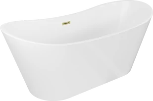 Mexen Montana wanna wolnostojąca 170 x 80 cm, biała, przelew złoty szczotkowany - 52011708000-55 - Wanny - miniaturka - grafika 1