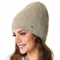 Czapki damskie - Czapka zimowa damska z angory JESSY Ciemny beż - miniaturka - grafika 1