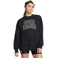 Bluzy sportowe damskie - Damska bluza dresowa nierozpinana bez kaptura Under Armour UA Icon Hwt Terry Os Crew - czarna - UNDER ARMOUR - miniaturka - grafika 1