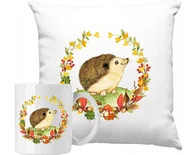 Gadżety dla niej i dla niego - ZESTAW PODUSZKA + KUBEK Jeż Jeżyk Jesień Pomysł Na Prezent +IMIĘ - miniaturka - grafika 1