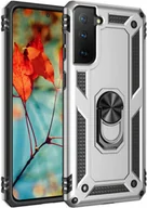Etui i futerały do telefonów - Silikonowe etui TPU Slim Case z 360-stopniową podstawką ochronną Kickstand Etui na telefon komórkowy Magnetyczny uchwyt samochodowy kompatybilny z iPhone 14 Silver - miniaturka - grafika 1