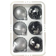 Bombki - Choinkowe Bombki Szóstka czarno-srebrne jak w opisie - miniaturka - grafika 1