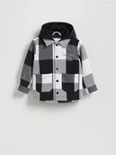 Kombinezony dla dzieci - Reserved - Kurtka w kratę z kapturem - jasnoszary - miniaturka - grafika 1