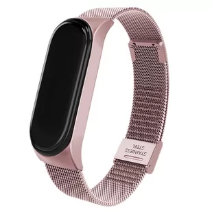 PASEK, OPASKA METALOWA Z ZAPIĘCIEM do XIAOMI MI BAND 3/4 (jasnoróżowy) - Akcesoria do pulsometrów i zegarków sportowych - miniaturka - grafika 1