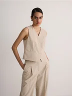 Moda i Uroda OUTLET - Reserved - Garniturowa kamizelka - beżowy - miniaturka - grafika 1