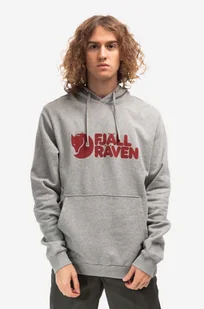Fjallraven bluza bawełniana Logo Hoodie męska kolor szary z kapturem wzorzysta F84144-020.999 - Bluzy męskie - miniaturka - grafika 1