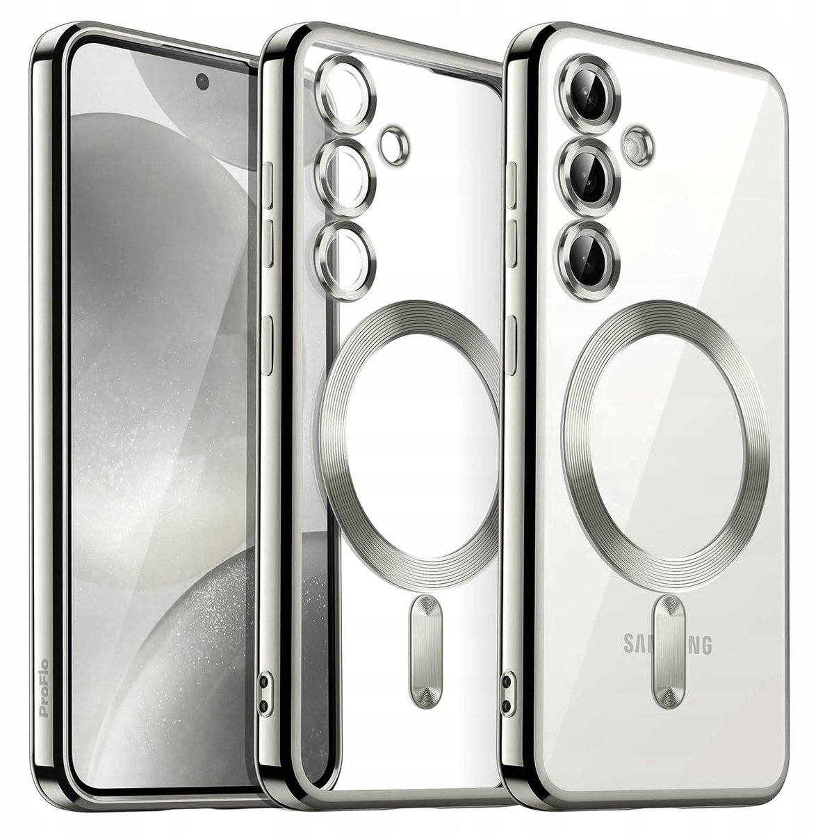 Etui ProFlo do SAMSUNG S25 Srebrne do MagSafe Przezroczysty Case Srebrny