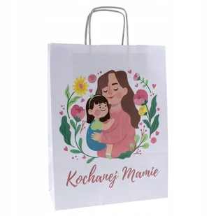 torba papierowa na DZIEŃ MAMY torebka prezentowa A4 na upominek 24x10x32cm - Akcesoria do pakowania - miniaturka - grafika 1