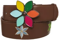 Paski - Desigual Damski pasek z motywem kwiatowym, brązowy - brązowy - 95 cm - miniaturka - grafika 1