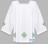 Szaty liturgiczne - Komża kapłańska haftowana - wzór: Krzyż (zielony) - miniaturka - grafika 1