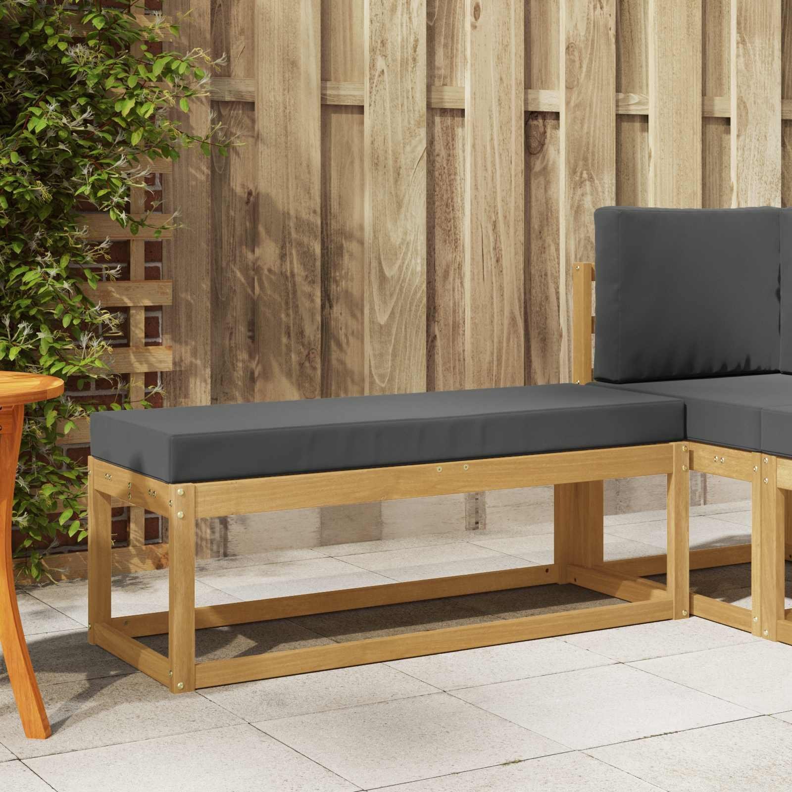 vidaXL Stołek Ławka na Zewnątrz z poduszką Biały 115 x 43 x 45 cm