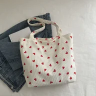 Torebki damskie - TEMU 1 szt. Biała Torba Tote dla Kobiet z Czerwonym Wzorem – Trwała Poliesterowa Torba o Dużej Pojemności z Zamkiem Błyskawicznym do Pracy, Podróży, - miniaturka - grafika 1