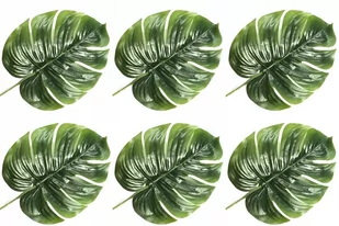 SZTUCZNY LIŚĆ gumowany ZIELONY do bukiet stroik wiązankę duży dodatek 6x - Sztuczne kwiaty - miniaturka - grafika 1