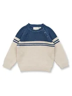 Bluzy i sweterki niemowlęce - Sense Organics Sweter "Victor" w kolorze beżowo-granatowym - miniaturka - grafika 1