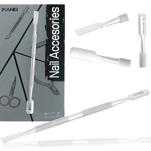 Radełko dwustronne kopytko dłutko pusher ostre do stylizacji skórek manicure pedicure salon SPA stal nierdzewna srebrne - Akcesoria do paznokci - miniaturka - grafika 1