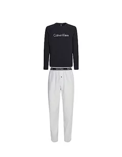 Calvin Klein Męskie spodnie L/S zestaw piżama, Snow Heather W/Black Top, XL - Spodenki męskie - miniaturka - grafika 1