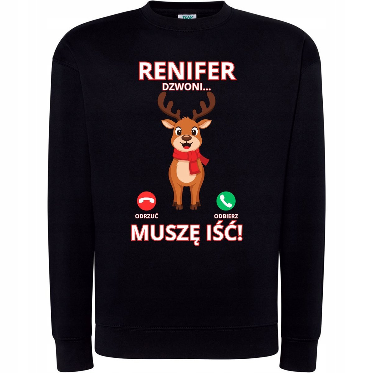 BLUZA ŚWIĄTECZNA Z NADRUKIEM RENIFER DZWONI MUSZĘ IŚĆ SUPER NA PREZENT XXL
