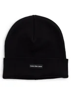Czapki męskie - Calvin Klein Jeans Czapka męska Mężczyźni Bawełna czarny jednolity, ONE SIZE - miniaturka - grafika 1
