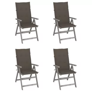 vidaXL Rozkładane krzesła ogrodowe z poduszkami, 4 szt., lita akacja - Fotele i krzesła ogrodowe - miniaturka - grafika 1