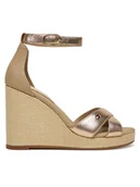 Sandały damskie - Tommy Hilfiger Sandały Flag Metallic High Wedge Espad FW0FW08811 Złoty - miniaturka - grafika 1