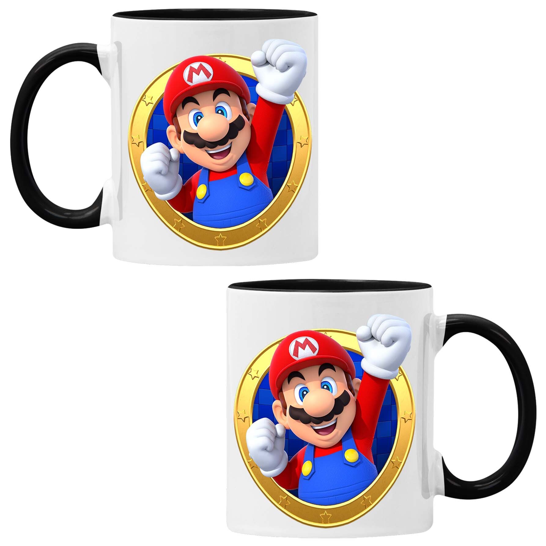 Supermario13 Kubek Ceramiczny Prezent Tasse Mug Super Mario Luigi Princess Peach Bowser, Czarny 330 ml