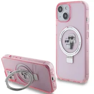 Etui i futerały do telefonów - Karl Lagerfeld KLHMP15SHMRSKCP iPhone 15 6.1" różowy/pink hardcase Ring Stand Karl&Choupettte MagSafe - miniaturka - grafika 1