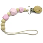 Akcesoria do smoczków - Bambino, Drewniany klips do smoczka, Różowy - miniaturka - grafika 1